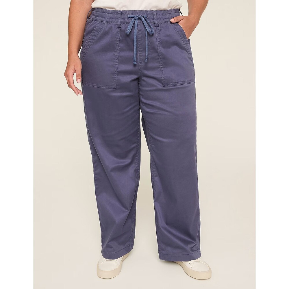 Lane Bryant Pull-On Super-Soft Straight Leg Chino Pants Women 22 Sateen Blue NEW